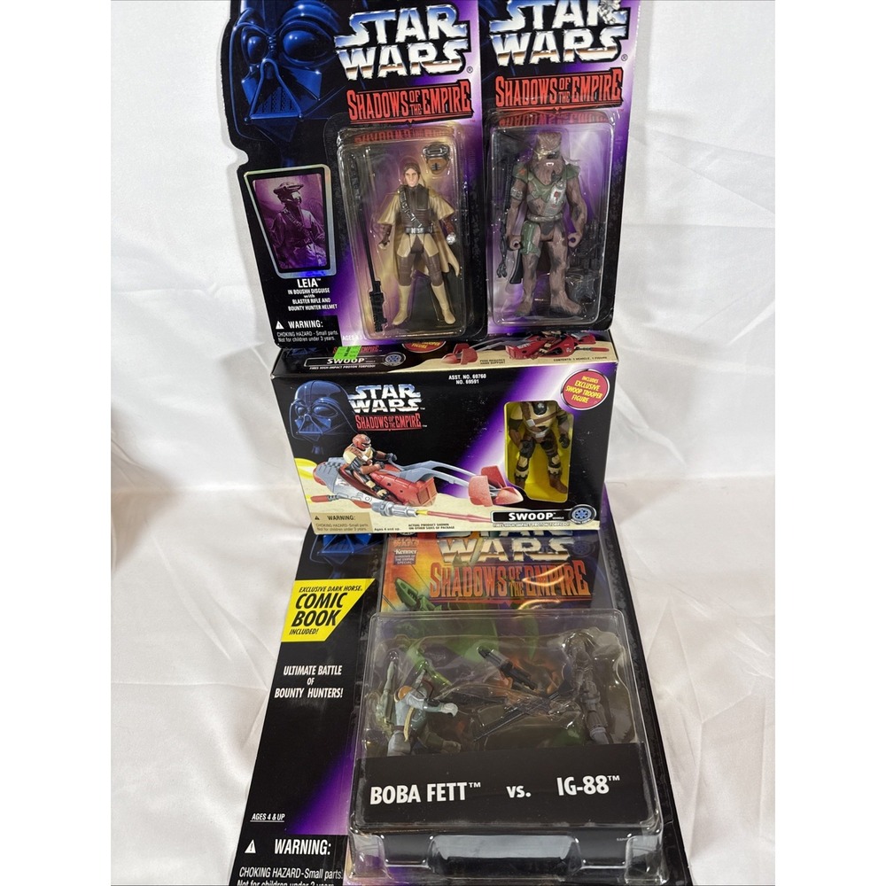 New 1996 Star Wars Shadows Of The Empire Figures Lot of 4 Swoop Boba Fett IG-88
